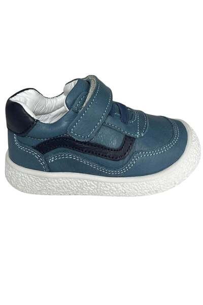 şenler bebe world kids Men's First Step Sneakers – Petrol Blue-Navy Blue Genuine Leather