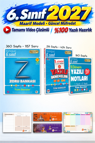 Tonguç Yayınları 6. Sınıf Maarif Model Zoru Bankası - 1. Dönem Yazılı Notları...