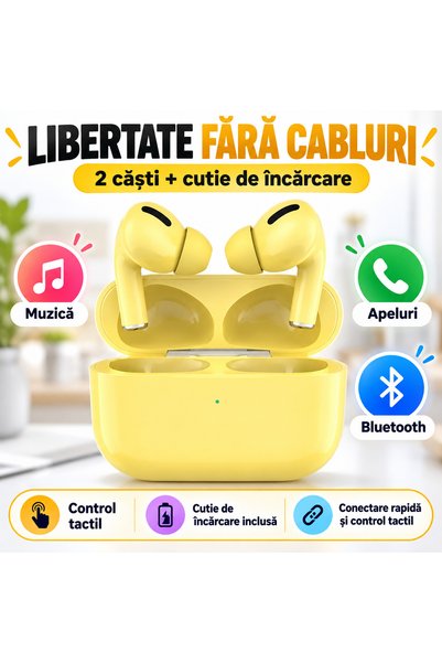 iTin Casti wireless Air Pro, Bluetooth, control tactil, cutie de încărcare, G...