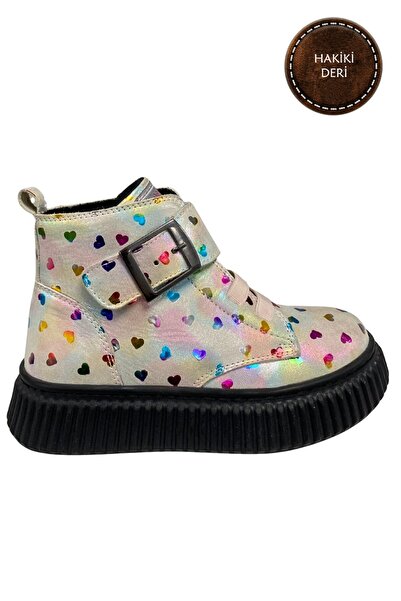 şenler bebe world kids Girls' Boots – Silver Genuine Leather