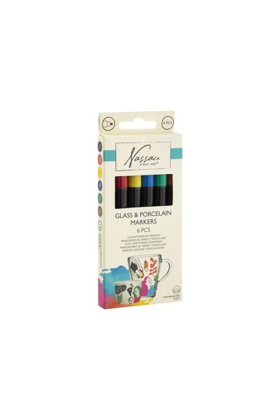Nassau Set 6 markere pentru sticla si portelan, Fine Art,