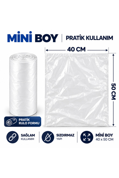 MSE HOLD Mini Boy Beyaz Çöp Poşeti 40x50 cm 30 Adet 1 Rulo – Banyo, Tuvalet, Lavabo ve Ofis İçin Küçük Boy Çöp Torbası