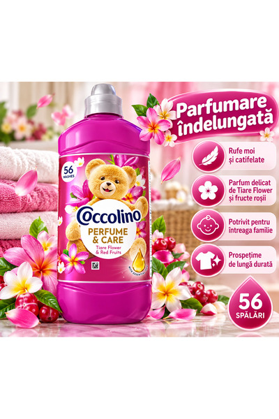 Coccolino Balsam de Rufe Perfume & Care Tiare Flower & Red Fruits, 56 Spălări...