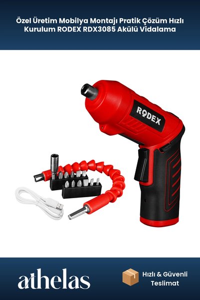 Athelas Özel Üretim Mobilya Montajı Pratik Çözüm Hızlı Kurulum RODEX RDX3085 Akülü Vidalama