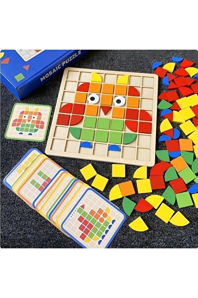 Yelajoy 120Pcs Wooden Puzzle Game – 3D Shape Color Cognition Toy