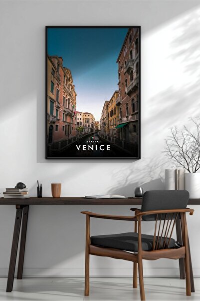 KEYFHOME Veneția Canal Apus de soare înrămat MDF Tablou Poster Living Decor d...