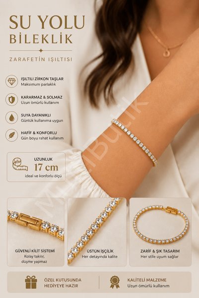 Multi JEWEL Zircon stone waterway steel bracelet - gold - 17 cm