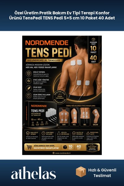 Athelas Özel Üretim Pratik Bakım Ev Tipi Terapi Konfor Ürünü TensPedi TENS Pedi 5×5 cm 10 Paket 40 Adet