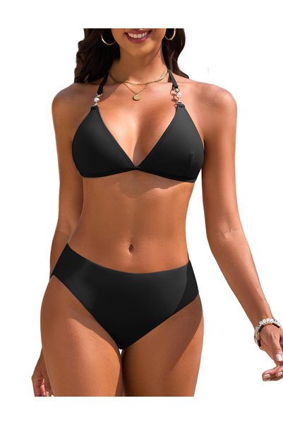 OEM Set bikini de damă sexy, cu decolteu tip halter triunghiular, costum de b...