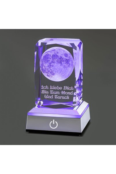 OEM Lampă de veghe 3D Lună Cristal Multicoloră Te Iubesc Decolamp, Cadouri de...