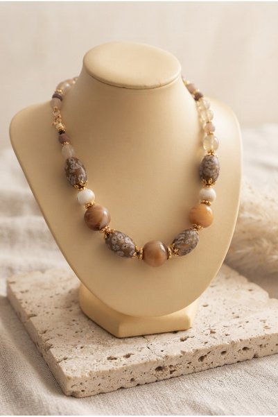 ZGNOVA Special Design Necklace with Handmade Patterned and Colored Glass Beads