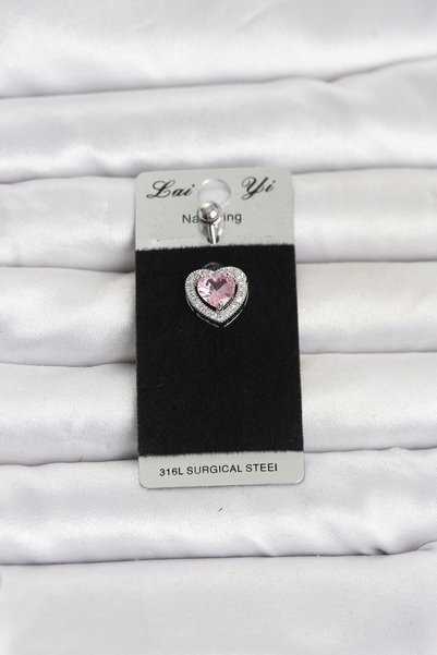 Generic Brand Piercing pentru buric din oțel chirurgical 316L, model roz