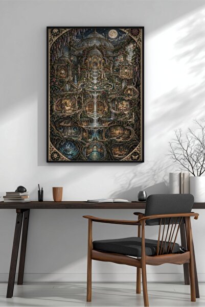 KEYFHOME Gothic Mandala Cristal Grădină Închisă în cadru MDF Tablou Poster Li...