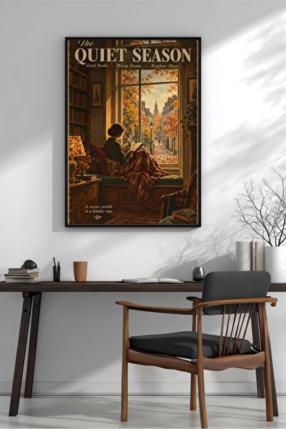 KEYFHOME Vintage Silent Season Book Corner Încadrat MDF Tablou Poster Living ...