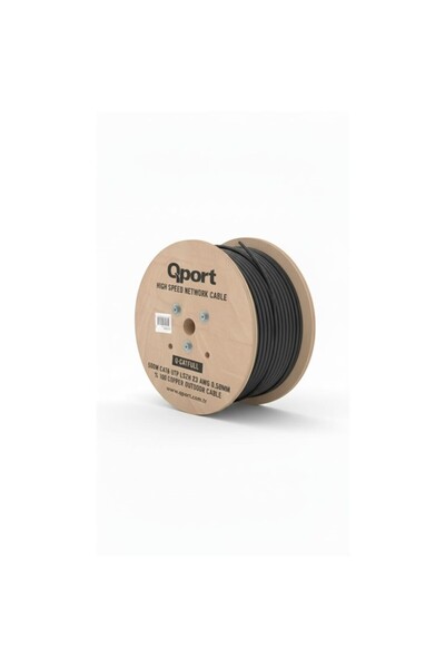 Qport Q-CATFULL 500 M LSZH CAT6 OUTDOOR 23AWG 0.58MM %100 BAKIR SİYAH KABLO