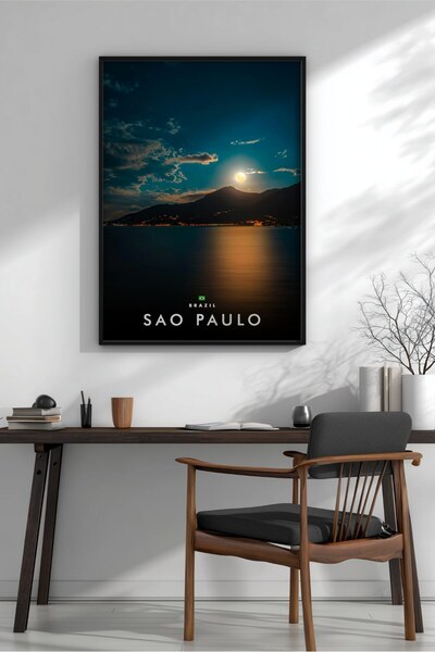 KEYFHOME Sao Paulo Noapte Nr. 2 Tablou MDF înrămat Poster Living Decor de per...