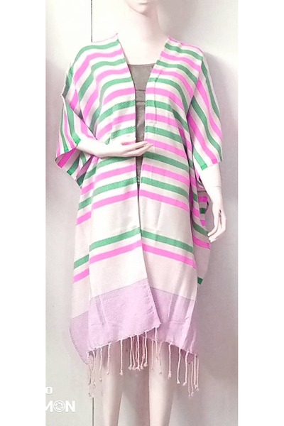 Sand & Sol Ocean Breeze Wavelux Beach Poncho Pink Green - 100% Recycled Cotton