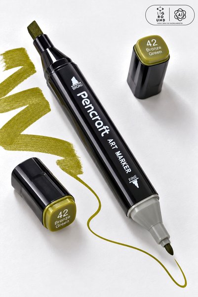 LİGROUND Çift Taraflı Art Marker Çizim ve Boyama Kalemi, İnce Kalın Uçlu, Esk...