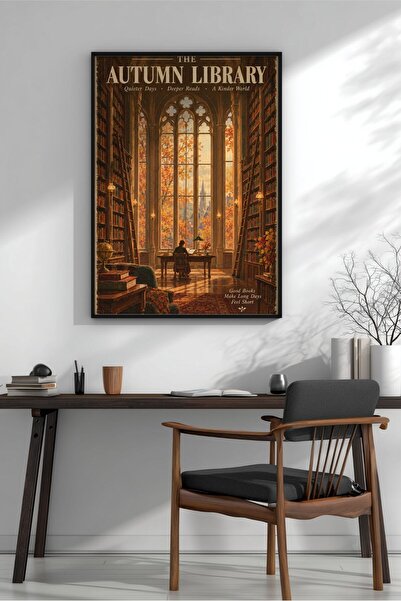 KEYFHOME Vintage Toamna Biblioteca Închisă MDF Tablou Poster Living Wall Deco...