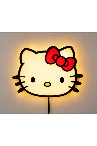 OKO DESİGN Hello Kitty Işıklı Dekoratif Gece Lambası – Sevimli Duvar ve Oda D...
