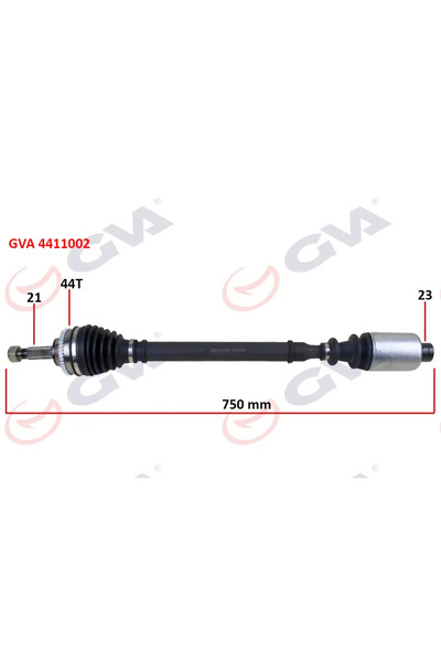 GVA Komple Aks Sağ Megane 1 1.4/1.6 1996-2003 ABS Li 44DİŞ 742MM
