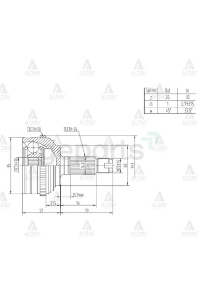 MAHER Aks Kafası Diş HRV 1999-2015 Absli 50 Diş 26X30X60