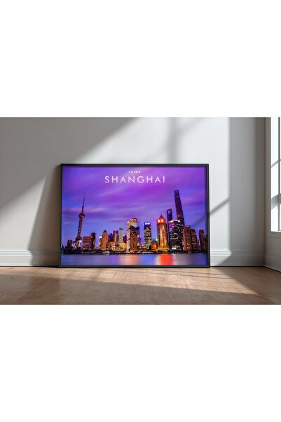 KEYFHOME Shanghai Silueta Nr. 2 Tablou MDF înrămat Poster Living Decor de per...