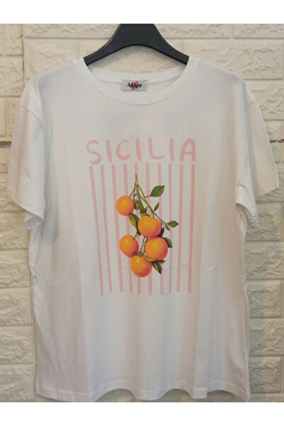 Glamorous Style Γυναικείο Βαμβακερό T-Shirt με Πορτοκάλια