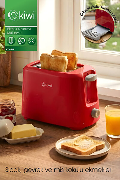 Kiwi KT-6518 Ekmek Kızartma Makinesi | 700W & Ayarlanabilir Kızartma & Çift Yuva - PH
