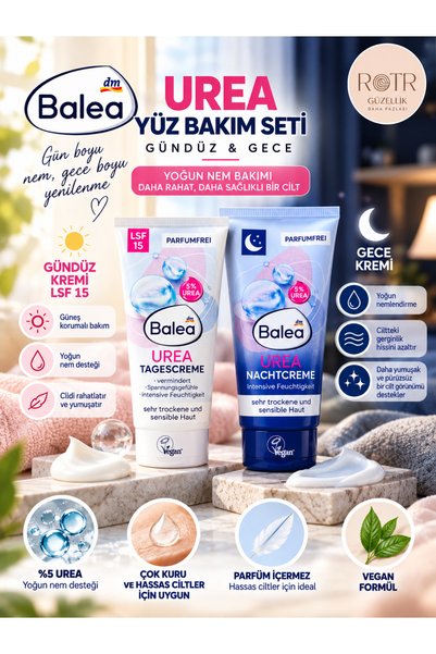 BALEA Urea %5 Gündüz ve Gece Yüz Bakım Seti 2'li – SPF 15 Gündüz Kremi + Yoğu...