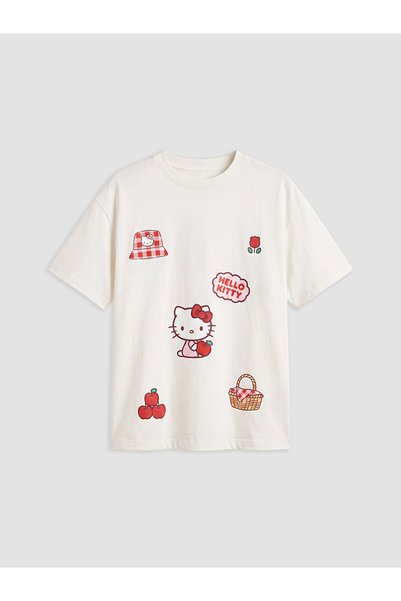 LC Waikiki Lcw Kids White Hello Kitty Printed Girls' T-Shirt with Nevavm Diff...