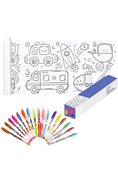 OEM Set Creativ pentru copi, Rola de Hartie Auto-Adeziva, Model cu Masini si ...