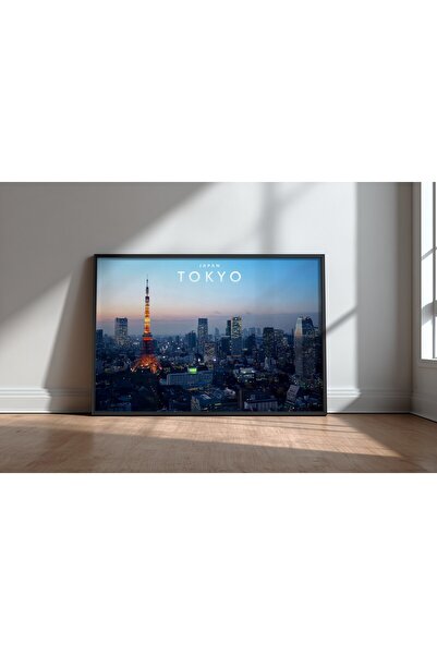 KEYFHOME Siluetă de oraș Tokyo înrămată în MDF Poster Decor de perete pentru ...