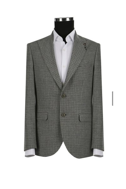 Jakamen Erkek Kazayağı Desenli Klasik / Smart-Casual Ceket