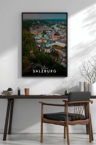 KEYFHOME Tablou MDF cu ramă din aer Salzburg Austria Poster pentru decorarea ...