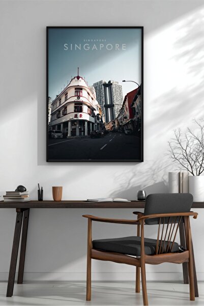 KEYFHOME Singapore Street City Scenery Înrămat MDF Tablou Poster Living Wall ...