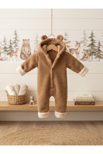 Arasla Sevimli Ayıcık Kulaklı Peluş Bebek Tulumu