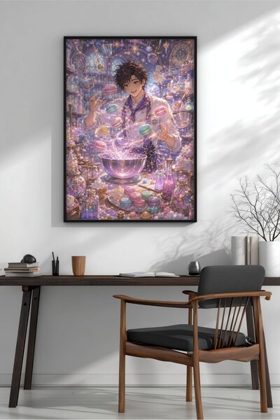 KEYFHOME Anime magical candy shop framed mdf painting poster kids room wall d...
