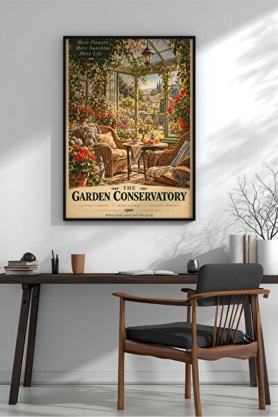 KEYFHOME Retro Country House Sticlă Iarnă Grădină Încadrat MDF Tablou Poster ...
