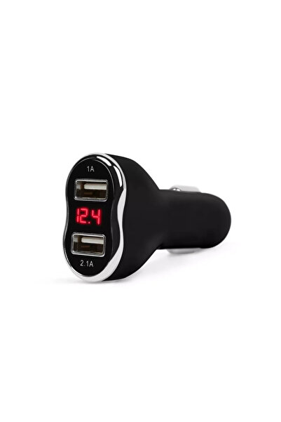 MNC Incarcator auto negru 3.1A USB x2 bricheta cu voltmetru