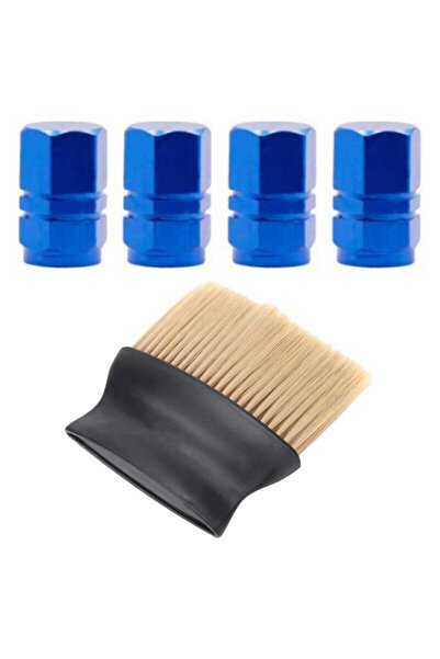 OEM Set 4 Capace Hexagonale pentru Valve Auto, din Aluminiu, 1.8 cm, Albastru...