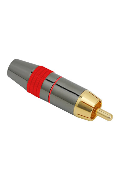 OEM Mufa RCA tata contact aurit cablu 8mm inel rosu