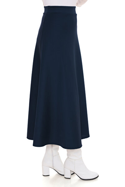 BEMOL GİYİM Scuba Puf Navy Blue Hijab Skirt Model