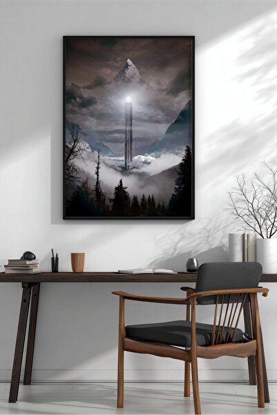 KEYFHOME Obelisk Fantastic Science Fiction Art Tablou MDF înrămat Poster Livi...