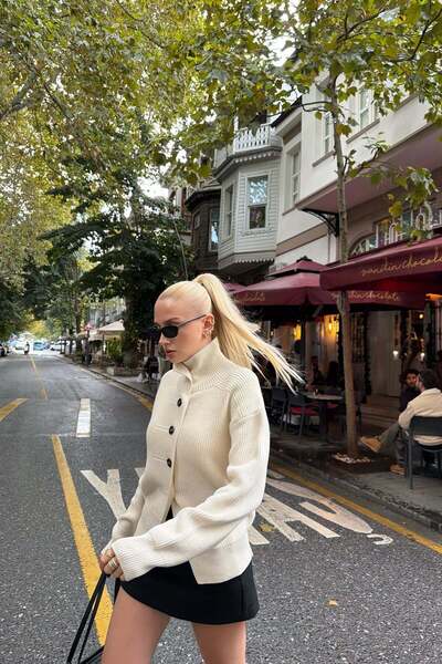 lizge giyim Selani̇k Knitted Buttoned Cardigan