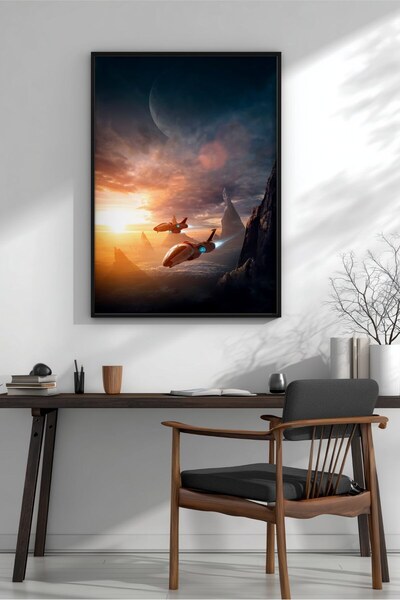 KEYFHOME Monolith Valley Fantastic Science Fiction Art Închis MDF Tablou Post...