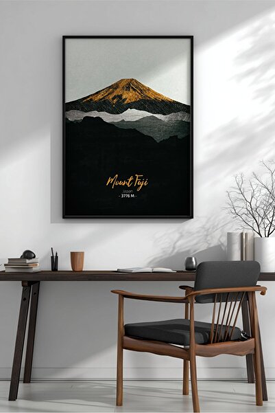KEYFHOME Tablou minimalist cu rama de munte Fuji, poster MDF, decor de perete...