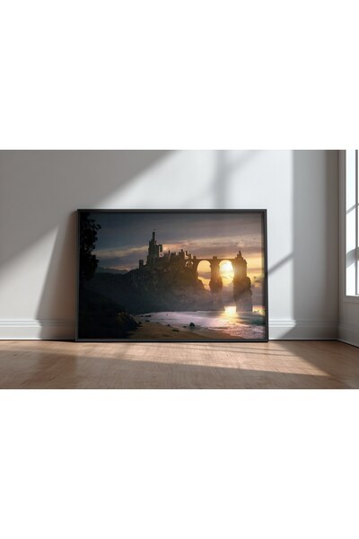 KEYFHOME Castelul Twin Rocks Cadru fantastic MDF Tablou Poster Living Decor d...