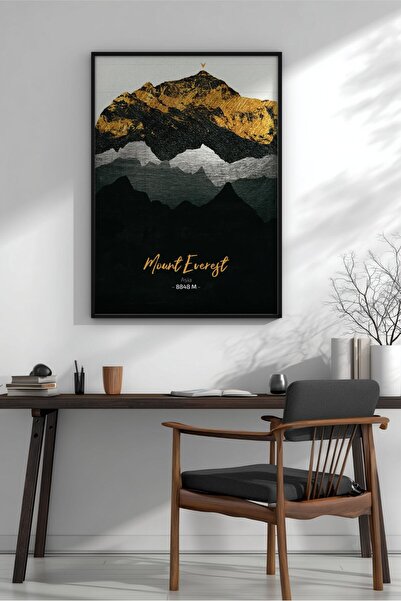 KEYFHOME Yedi Peak Everest Minimalist Mountain MDF cu rama Tablou Poster Livi...