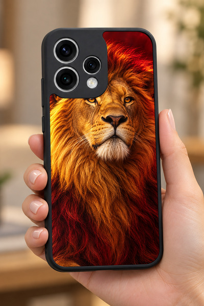 OPPO Reno 15 Uyumlu Sakin Aslan Portresi Desenli Kamera Korumalı Darbelere Da...